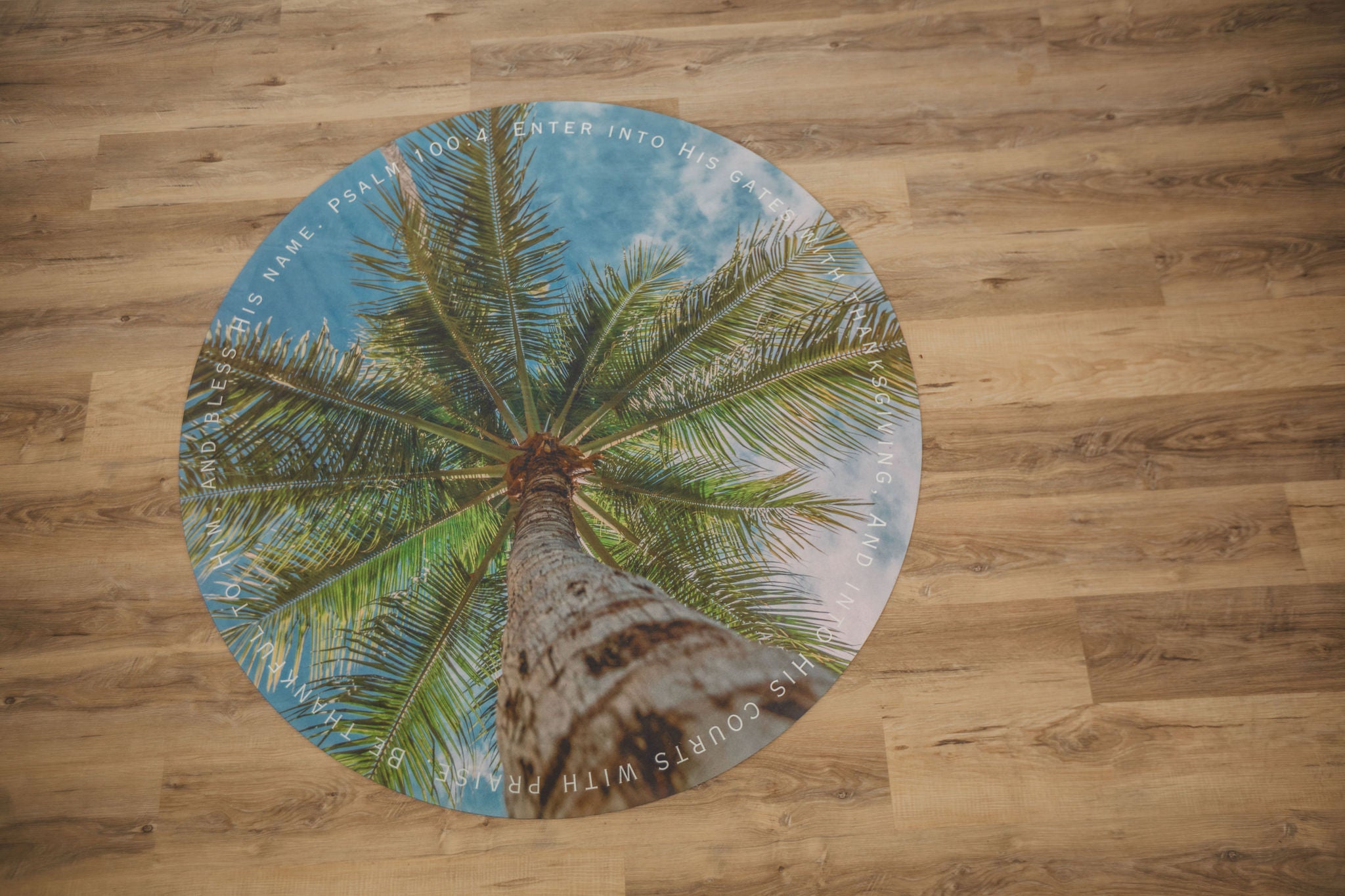 Round rug with palm tree designNatural Round Yoga movement Mat Canada Online