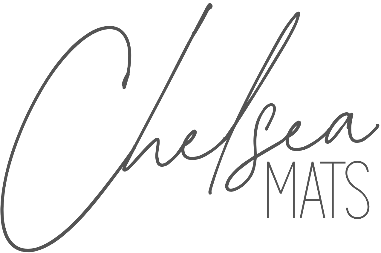 Logo of Chelsea Mats with a decorative 'a' on a white background