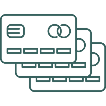 Icon of a smartphone with a credit card on a white background
